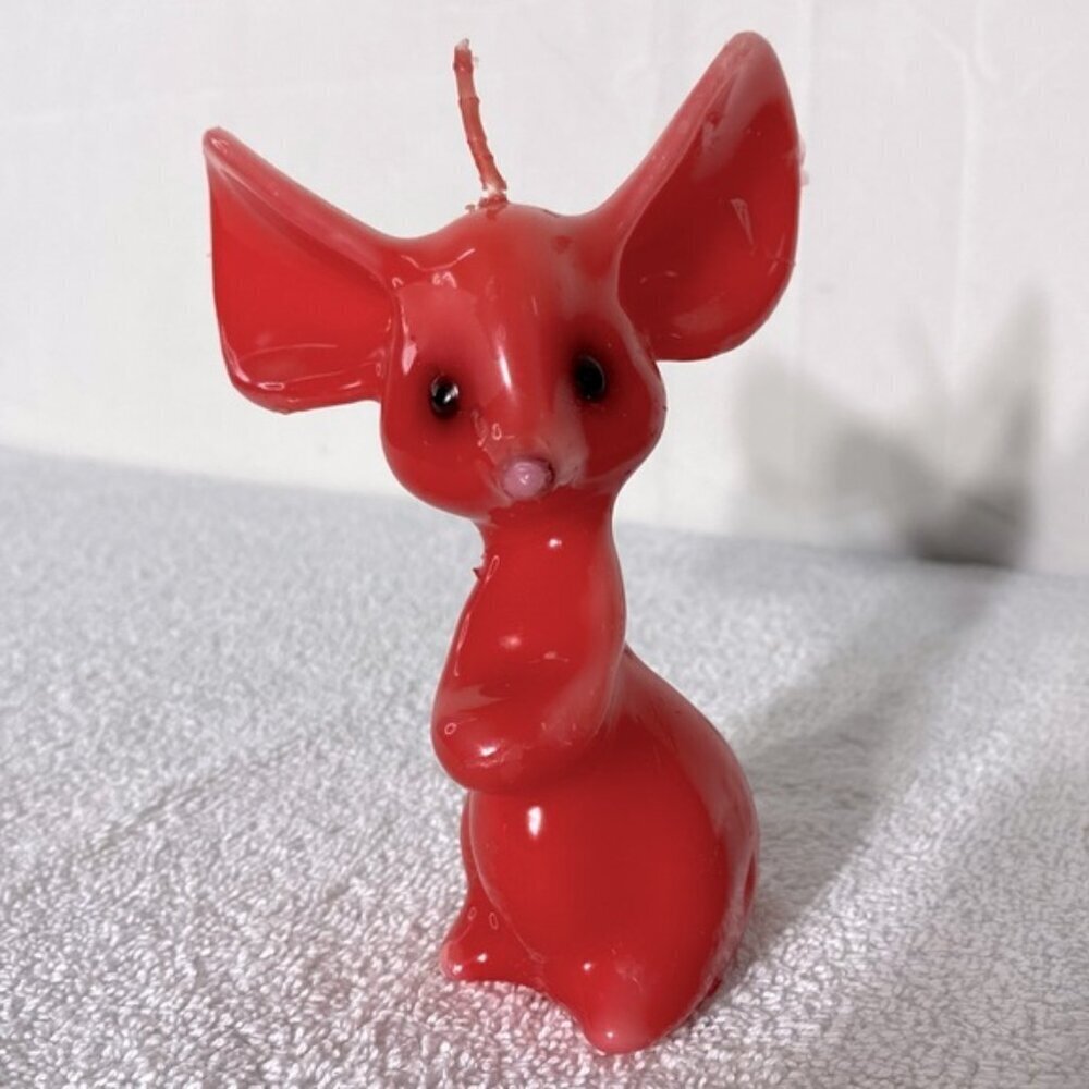 Vintage Red Mouse Figurine Candle